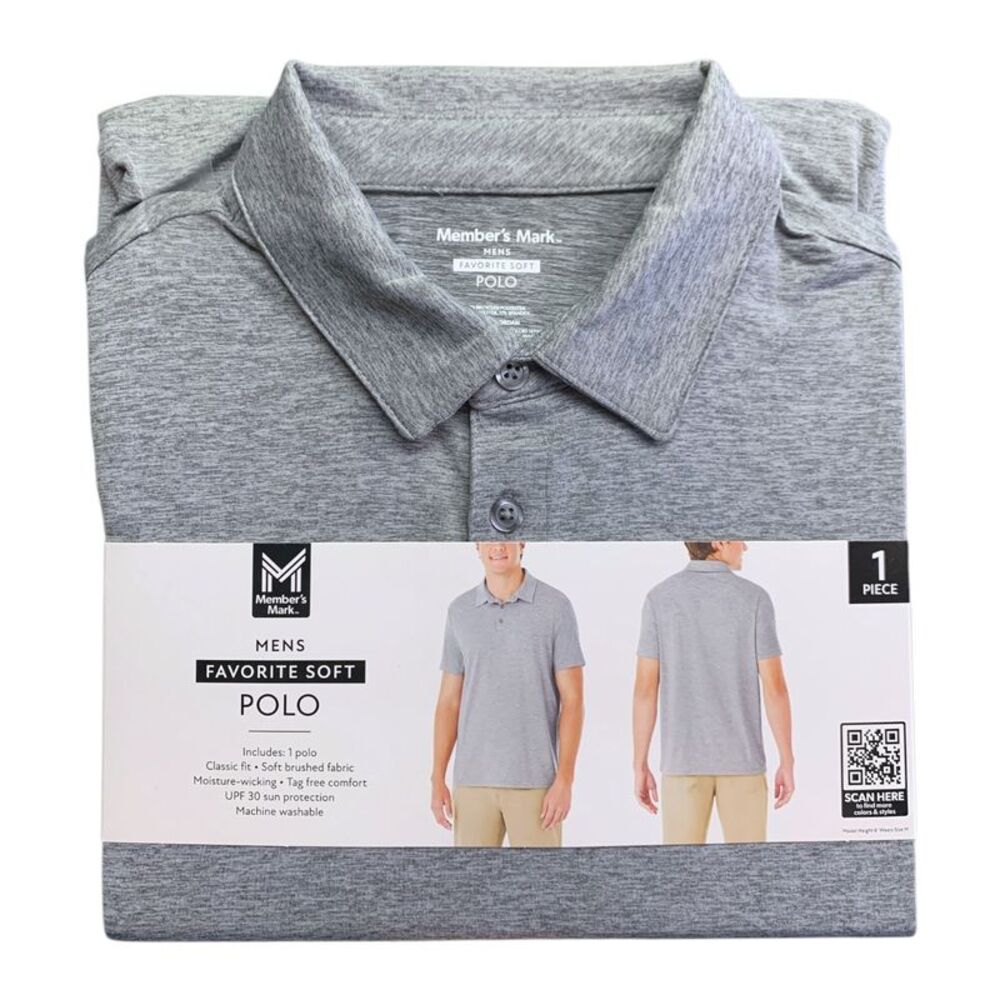 Grey - Member's Mark Mens Favorite Soft Polo, Classic Fit, Tag-Free, Polyester B
